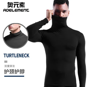 

Men's Base Clothing Neck Modal Top Turtleneck Men's Warm Autumn and Winter Long-Sleeved Thin Tight Bottoming Shirt Solid Color