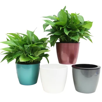 

Imitation Metal Lazybones Automatic Water Absorption Green Rose Flowerpot