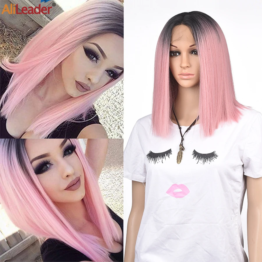 

Alileader Lace Wigs Multiple Size Long Hair Wig Fluffy Blonde Pink Lace Front Wig Synthetic L-Part Lace Wig Heat Resistant Fiber