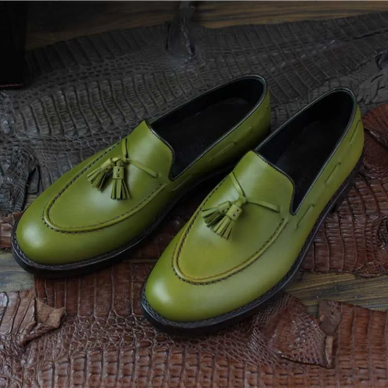 Sipriks мужские телячьей кожи светильник зеленого цвета Водонепроницаемые мокасины