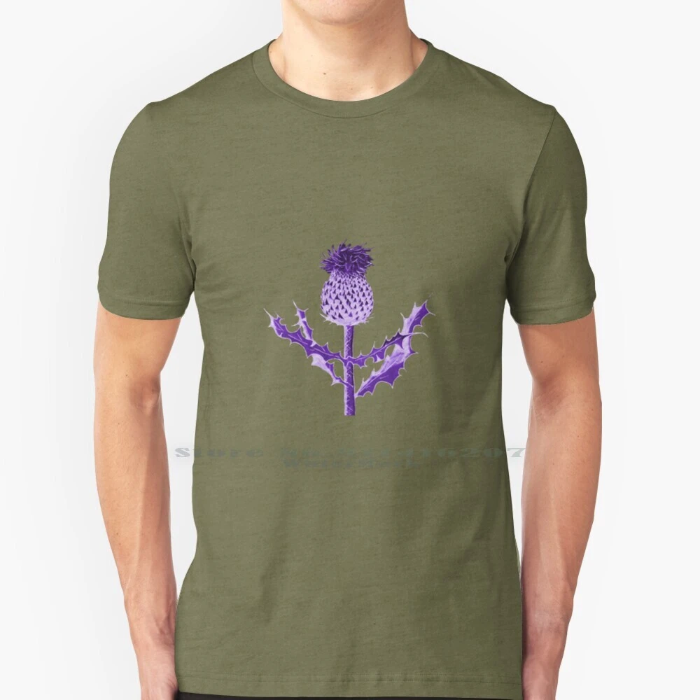Camiseta de cardo púrpura Duotone 100% algodón puro cardo Escocia brezo  púrpura violeta flor blanca Brave Braveheart Uk Gaelic|Camisetas| -  AliExpress