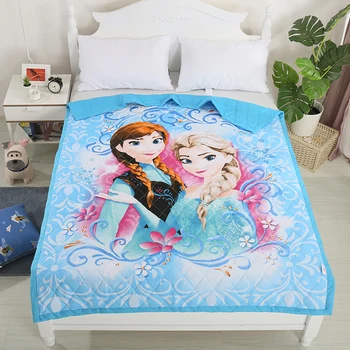 

Disney Frozen Elsa Anna Princess Thin Quilt Bedding Twin for Baby Girl Bed Cover Stitching Throw Blanket Comforter Spring Linen