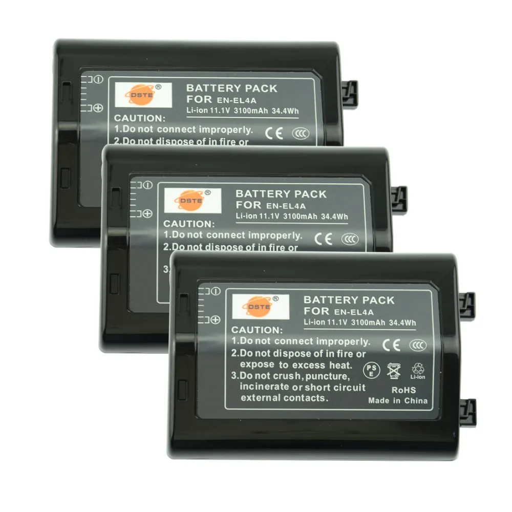 3 шт. 3100 мАч 11,1 V DSTE EN-EL4A EN-EL4a ENEL4 Перезаряжаемые Батарея для Nikon D3S D2H D2Hs D3 D2Xs D2X D300 F6 D2Z D3X F6 сцепление