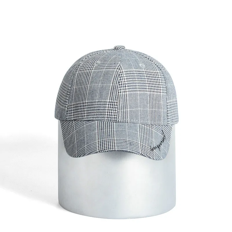 

New Plaid Baseball Cap Snapback Embroidery Fitted Hats for Men Women Summer Cotton Casual Dad Cap Hip Hop Hat Sun Casquette H029