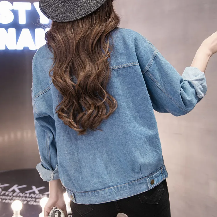 astounding  2019 Spring And Autumn New Style Korean-style BF Jacket Jeans Coat Women's Loose And Plus-sized Cow