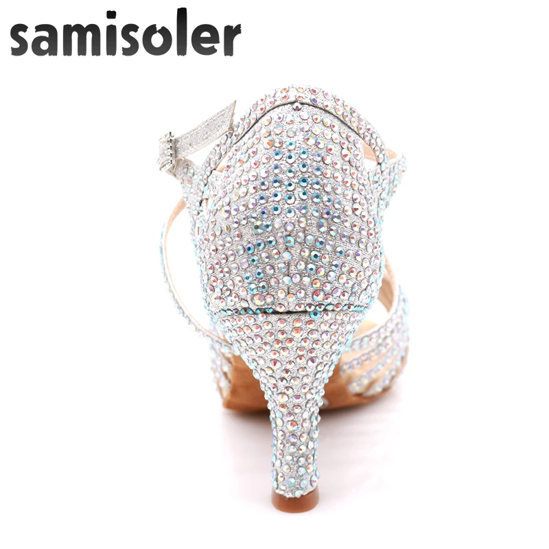 Samisoler/модельные туфли; женская обувь для латинских танцев; Женская атласная танцевальная обувь для сальсы; женская обувь для танго, джаза, бальных танцев - Цвет: heel 7cm