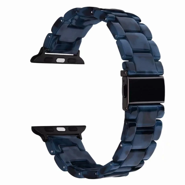 Resin strap for apple watch band 7 44mm 40mm 42mm 38mm 41 45mm correa transparent Loop watchband for iwatch 7 6 se series 5 4 3 Dark blue
