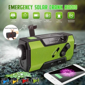 

LEORY Solar Digital Crank Emergency AM/FM/WB NOAA Weather Portable Radio Flashlight Solar Panel Flashlight Rechargeable Power