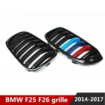 

F25 F26 gloss/matt black carbon fiber front grill kidney grille mesh for BMW X3 X4 ABS M color replacement car styling 2014-2017