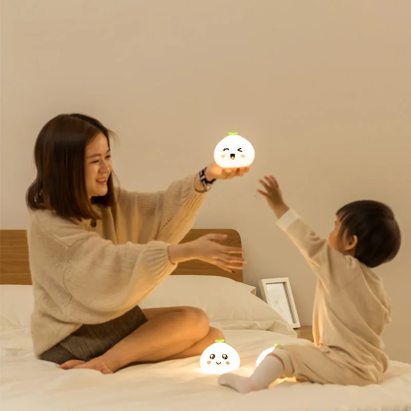 

Manufacturers Direct Selling Smart Creative Night Light LED Colorful Atmosphere Small Night Lamp Charging Buns Gift gui jiao den