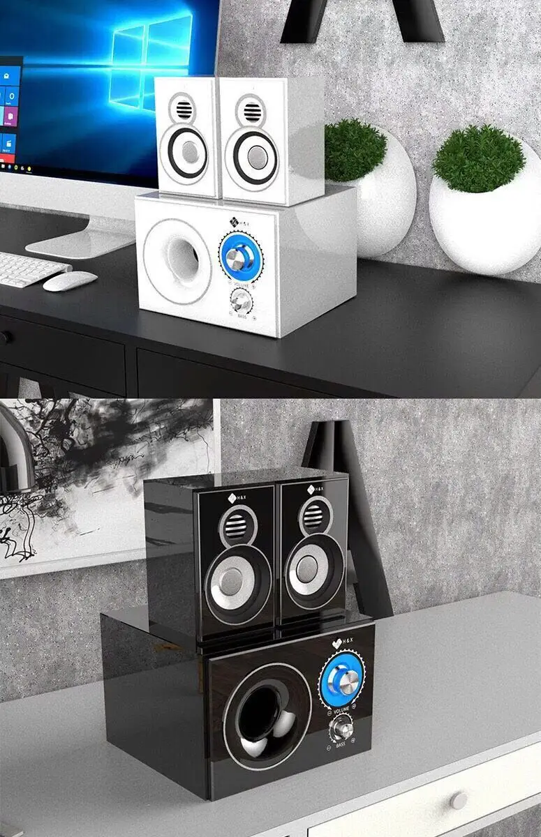 Компьютерные колонки, Bluetooth, ВЧ и бас, Регулируемый Настольный динамик, телефон, ПК, MP3/MP4, сабвуфер, домашний 3D объемный стерео громкий динамик