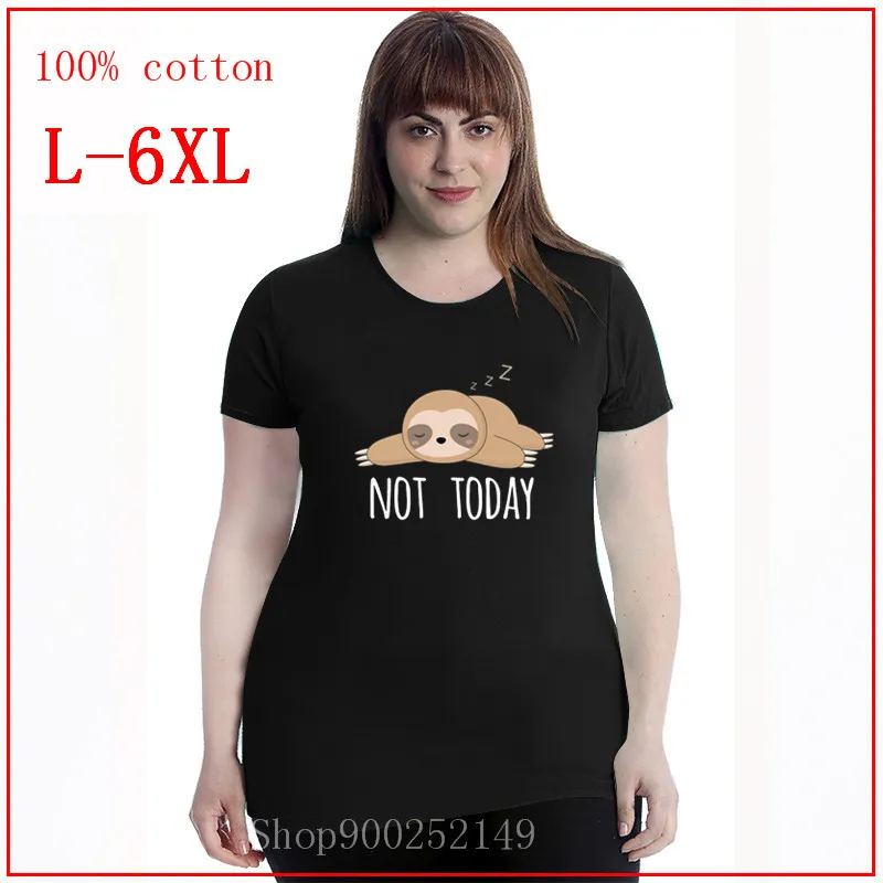 Kawaii ленивый Ленивец белые топы с рукавами большие размеры 4XL 5XL 6XL одежда 100% хлопок