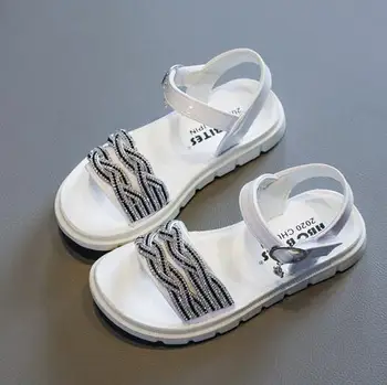 

2020 Summer New Girls Sandals Leather Children Shoes Fashion Diamond Girl Princess Shoes Hollow Kids Sandals Dress Shoes