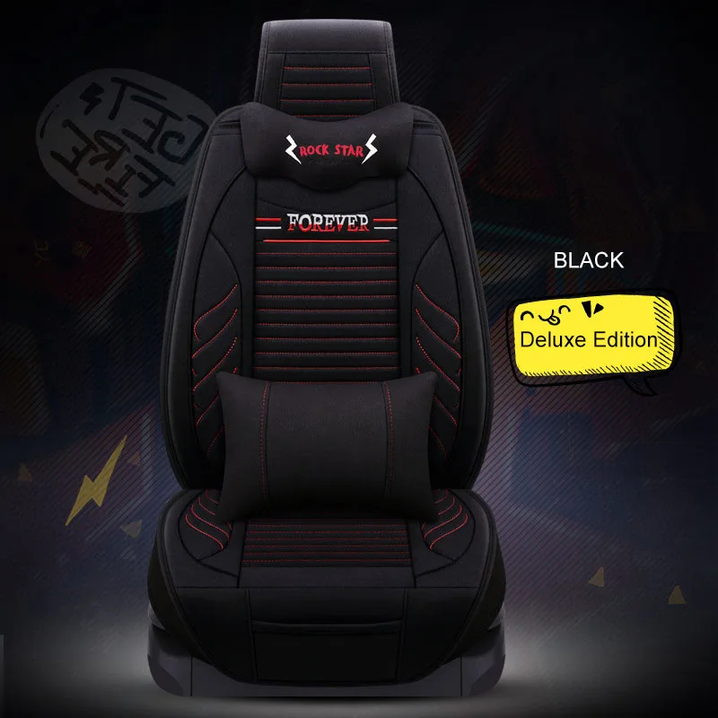 Standard Black Мультяшная Автомобильная подушка, универсальный размер, льняная, милая, дышащая, все включено, 3D, Автомобильная подушка - Название цвета: Standard Black