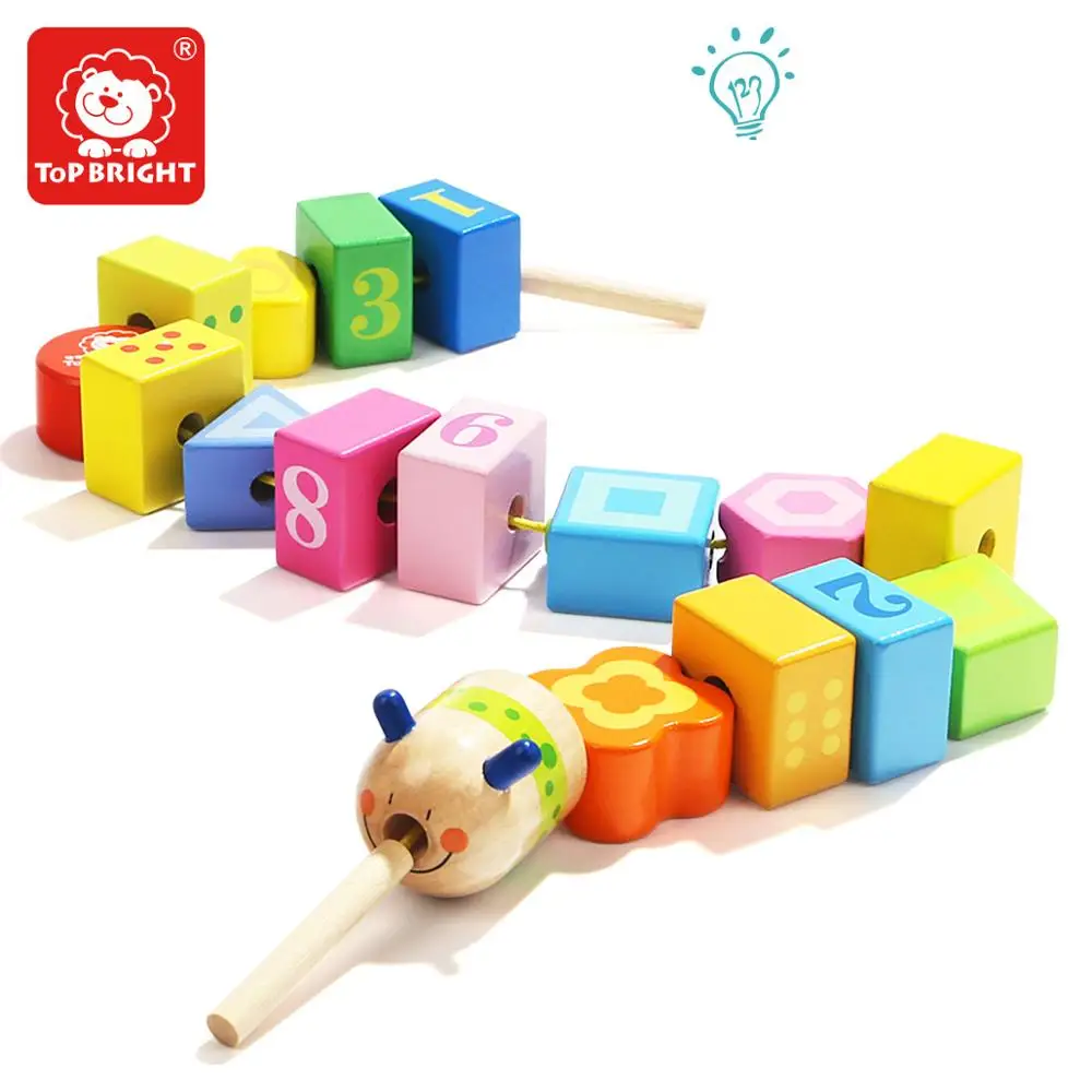 20pcs Wooden Toys Baby DIY Toy Cartoon Stringing Threading Wooden beads Toy Monterssori Educational for Kids