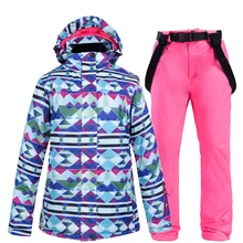 Лыжный костюм женский бренд зима высокое качество лыжная куртка и брюки зимние теплые водонепроницаемые ветрозащитные лыжные и сноубордические костюмы
