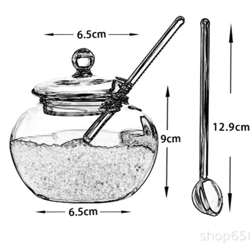 250 мл стеклянная бутылка с крышкой для хранения конфет, баночки для хранения специй, прозрачная банка для чая, подходит для использования, кухонная банка для специй, миска, кухонный Органайзер - Цвет: Bottle and Spoon