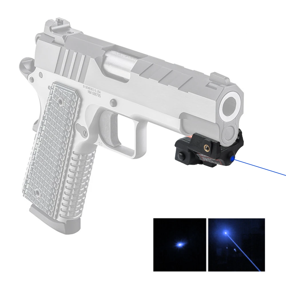 Tactical Pistol Mini Green/Blue Hunting Laser Sight Aiming Pointer Under-Hanging Laser Sight Adjustable L/R U/D Fit 20mm Rail