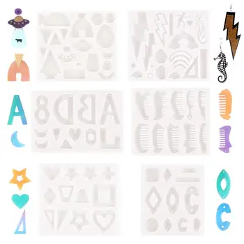 

Geometric Silicone Mold Comb Earrings Letter Cloud Lightning Spaceship Ruler Pattern DIY Crafts Jewelry Pendant Earring Making