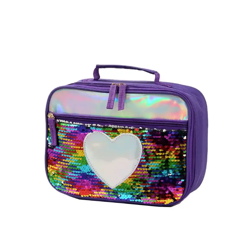 5 Flip Sequins Insulated Lunch Bag Thermal Cooler Picnic Food Box Tote Carry Bags F42A - Color: 5