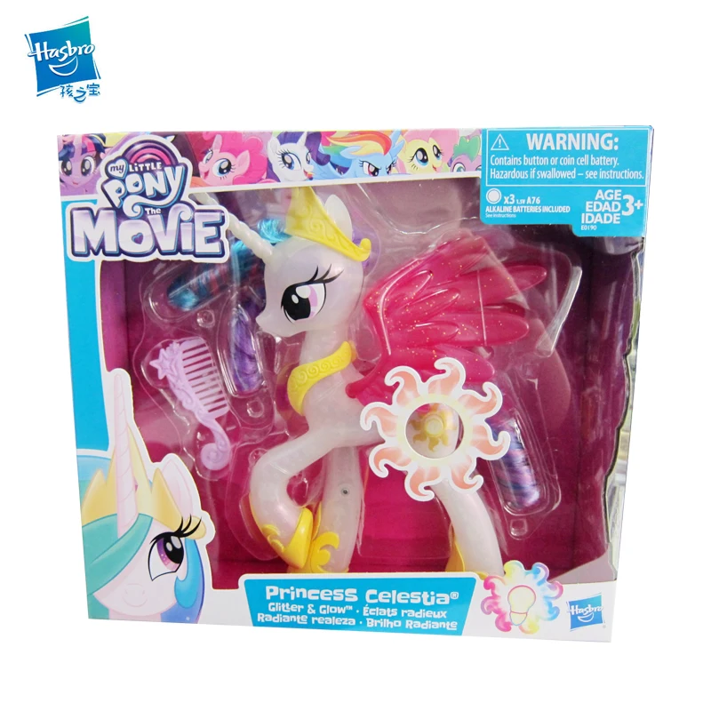 Hasbro, My Little Pony, светящаяся фигурка пони, модель куклы, Принцесса Селестия, коллекция игрушек для девочек, игровой домик, подарки, игрушка E0190