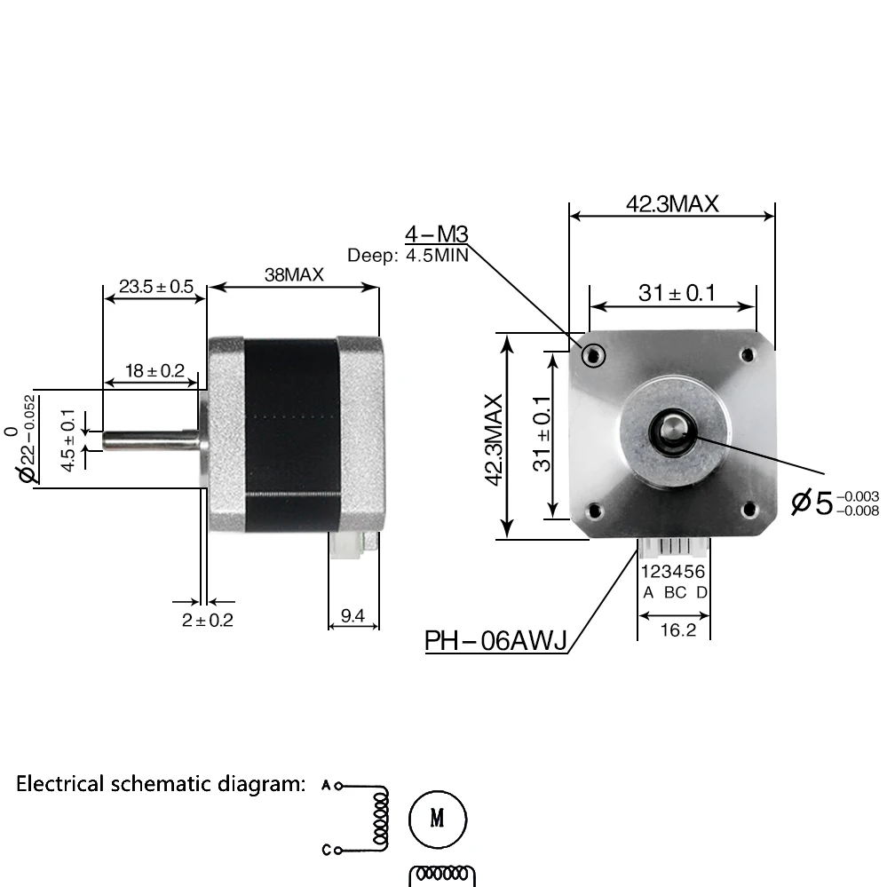 5 pçs frete grátis nema17 motor de