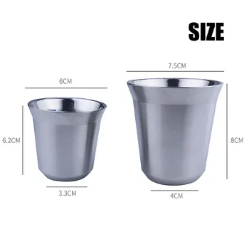 

304 Stainless Steel Double-layer Coffee Cup Heat Insulation Coffee Water Milk Drinking Cup HUG-Deals