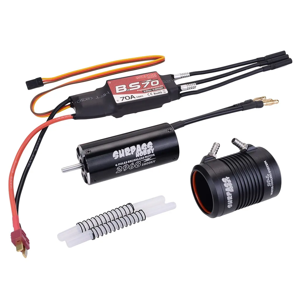 SURPASSHOBBY 2968 2800KV мотор+ водяная охлаждающая куртка и 70A ESC для RC лодки - Цвет: Черный