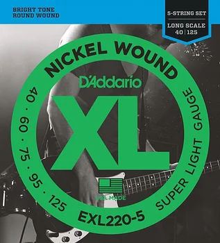 

Exl220-5 nickel wound string kit for 5 string bass guitar, super light, 40-125, D'Addario