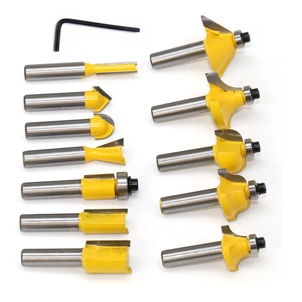 

Tenon Router Bit Set Carpenter Grooving Slotting Tool Parts 12pcs Shank