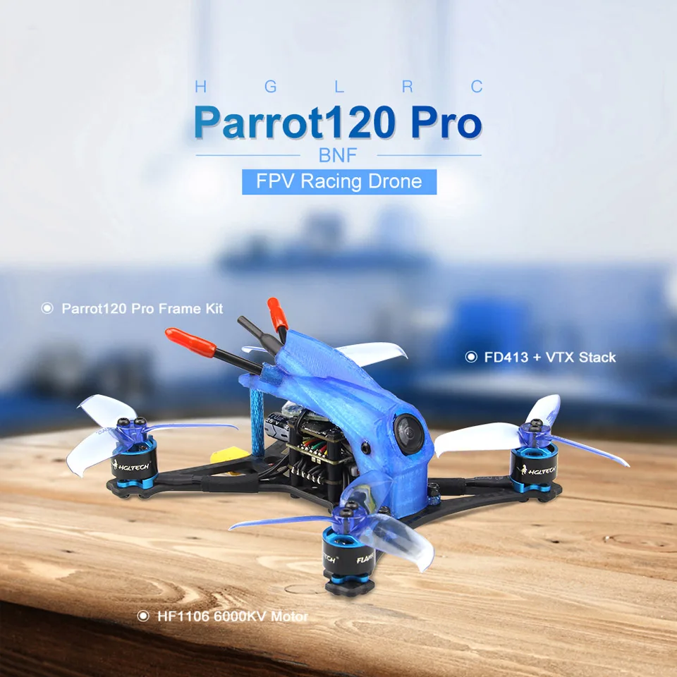 HGLRC зубочистка Parrot120 Pro 2-3S микро FPV гоночный Дрон PNP BNF 120 мм Колесная база F411 управление полетом 13A 4в1 ESC 1106 6000KV