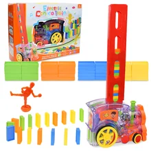 

Kids Domino Train Car Set Sound Light Automatic Laying Domino Brick Colorful Dominoes Blocks Game Educational DIY Toy Gift