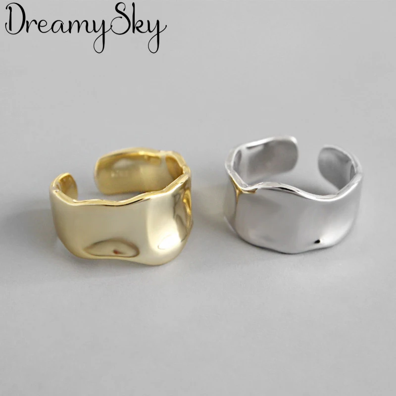DreamySky огромные серебряные геометрические кольца для женщин большие антикварные