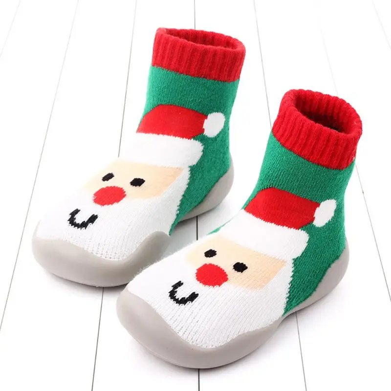 2-Santa Claus Рождественский трикотаж для малышей; нескользящие носки; зимние теплые милые резиновые носки с Сантой - Цвет: 2-Santa Claus