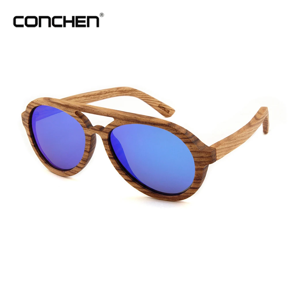 Новые Деревянные солнцезащитные очки CONCHEN 2018 женские модные с зеркальными