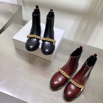

Shoes Women Chelsea Boots Ladies Boots Chain Chaussures Femme Low Heel Female Shoes Pointed Toe Zapatos De Mujer Winter