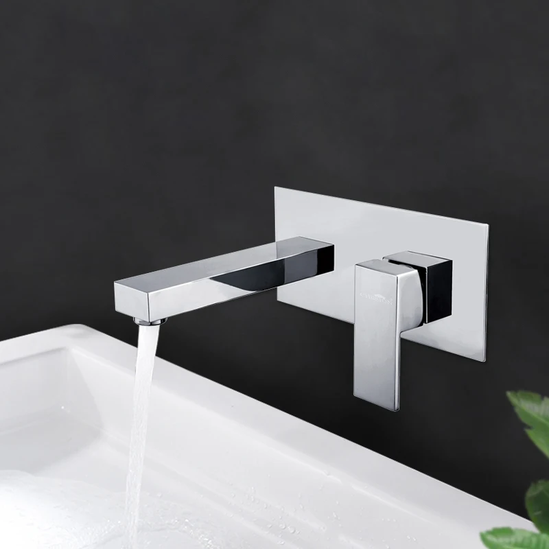 

Basin Faucet Wall Mounted Chrome Bathroom Sink Faucet In-Wall Basin Spout Mixer Tap Set Combination Blanoir Solid Brass tap