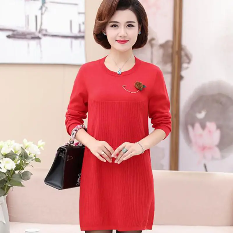red sweaters Весна/осень, женские свитера, компьютерная вязка, свитшоты, пуловеры для женщин, высокая эластичность, одежда с круглым вырезом, Свитера для беременных - Цвет: red sweaters