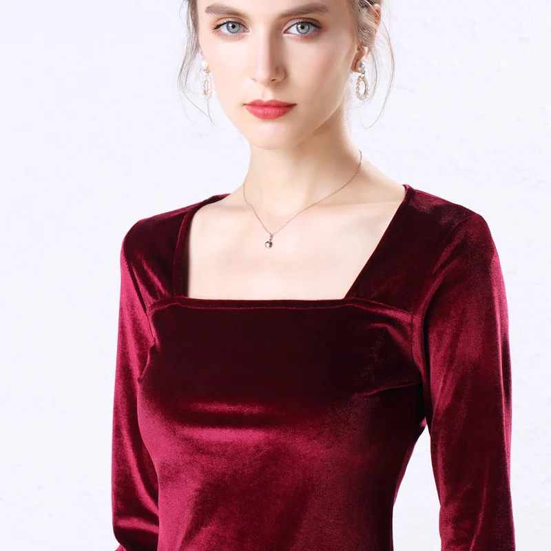 Burgundy,Black,Green Velvet T shirt 