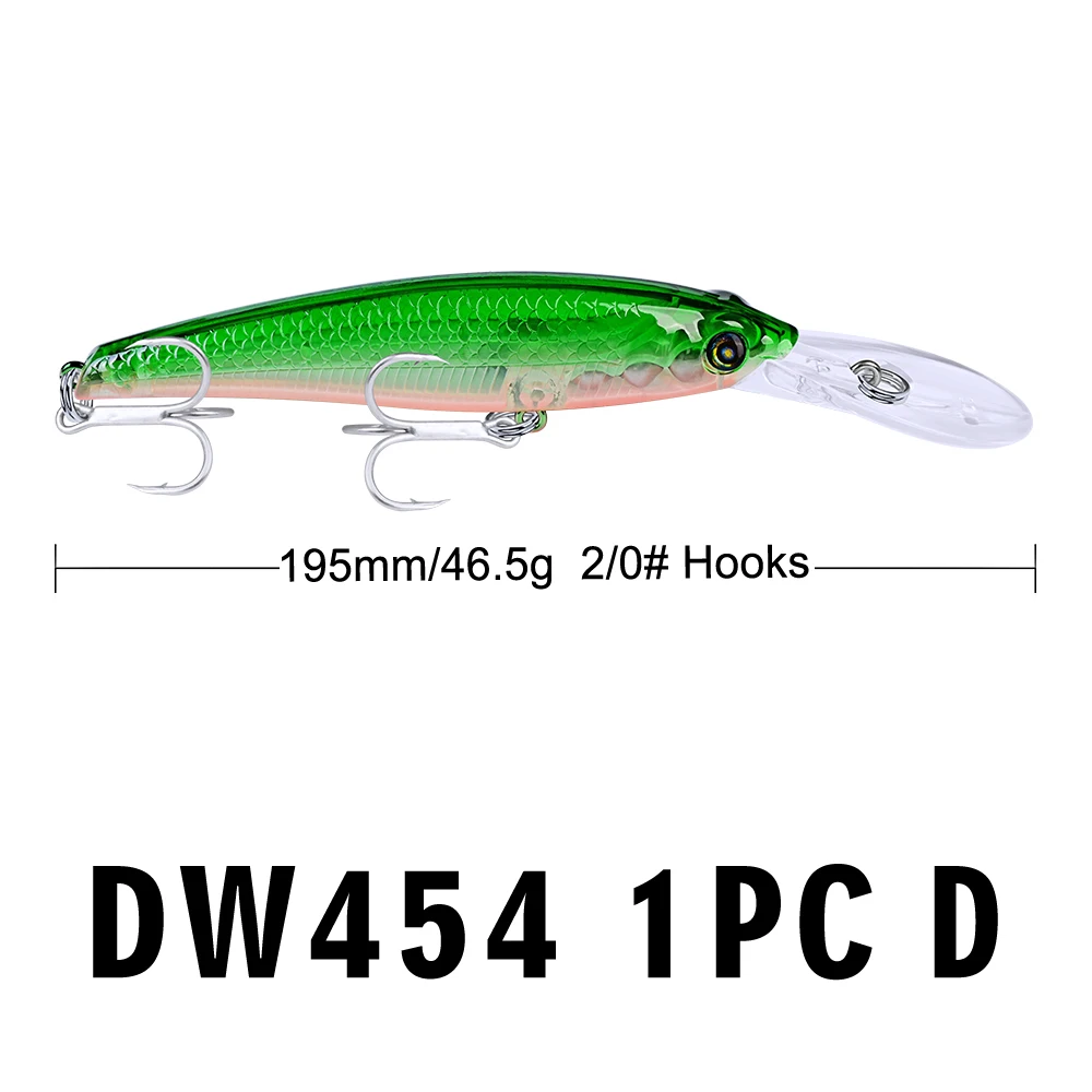 Рыболовная приманка 46,5 г-1,64 унций большая блесна приманка с 2/0# крючками 10 цветов рыболовная приманка 19,5 см-7,6" большая жесткая приманка - Цвет: D