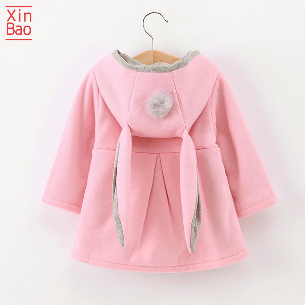 XINBAO/ г.; куртки для девочек с героями мультфильмов; новое пальто с длинными рукавами; худи с заячьими ушками; Повседневная Верхняя одежда; детская куртка; одежда для малышей; вязаная детская одежда