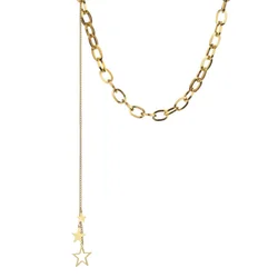 2022 New Fashion Women European and American Hollowed Out Star Tassel Pendant Necklace Women Sexy Party Clavicle Chain Necklace