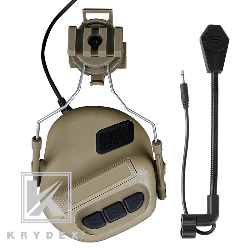 KRYDEX Peltor Comtac наушники для связи W/Rail адаптер для быстрого MICH Шлем стрельба тактическая гарнитура+ микрофон
