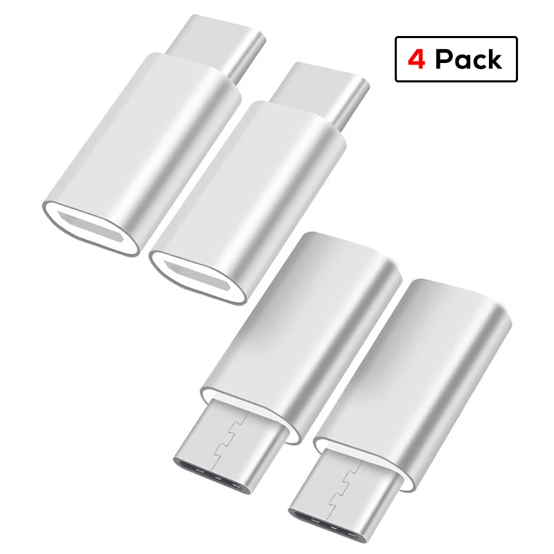 SUPTEC 10 шт USB адаптер usb type C штекер Micro USB Женский адаптер типа OTG-C Конвертер Разъем для Macbook samsung S9 S8 - Цвет: 4 Pack Silver