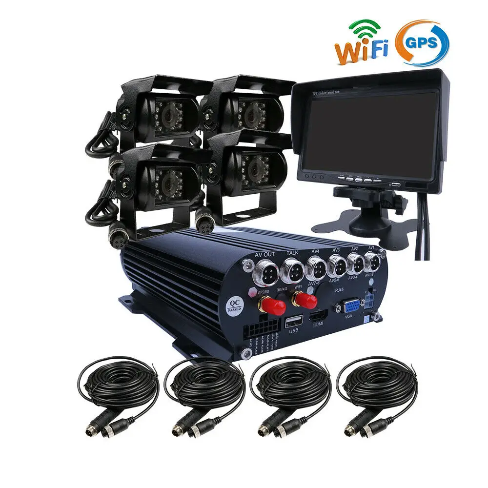 1080P 4CH gps wifi 2 ТБ HDD Автомобильный видеорегистратор MDVR видео рекордер камера монитор в реальном времени