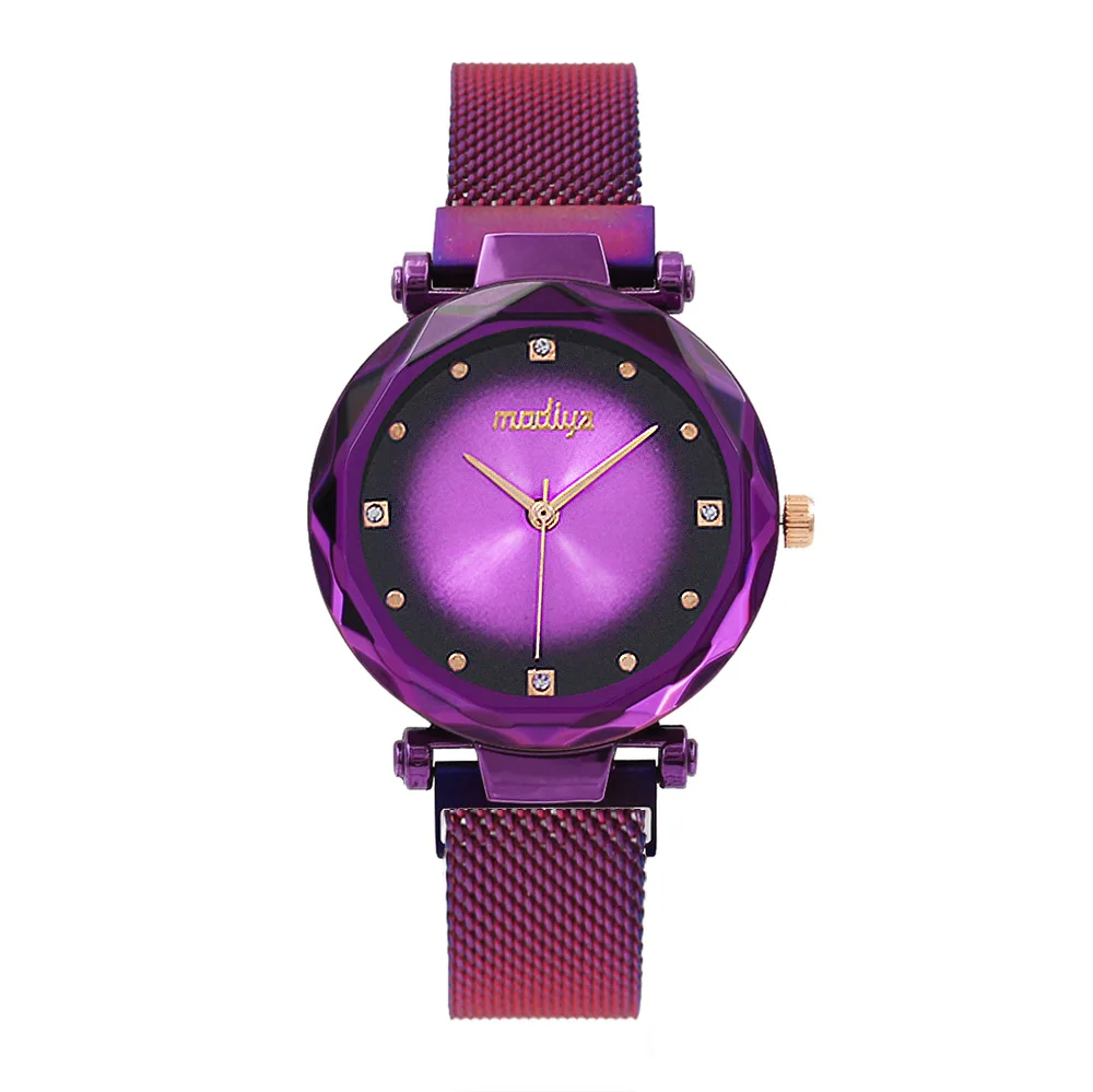 

New Style modiya Gradient Color Milan with Watch Women's Fashion Diamond Set Measuring Magnet Mesh Belt Quartz Watch