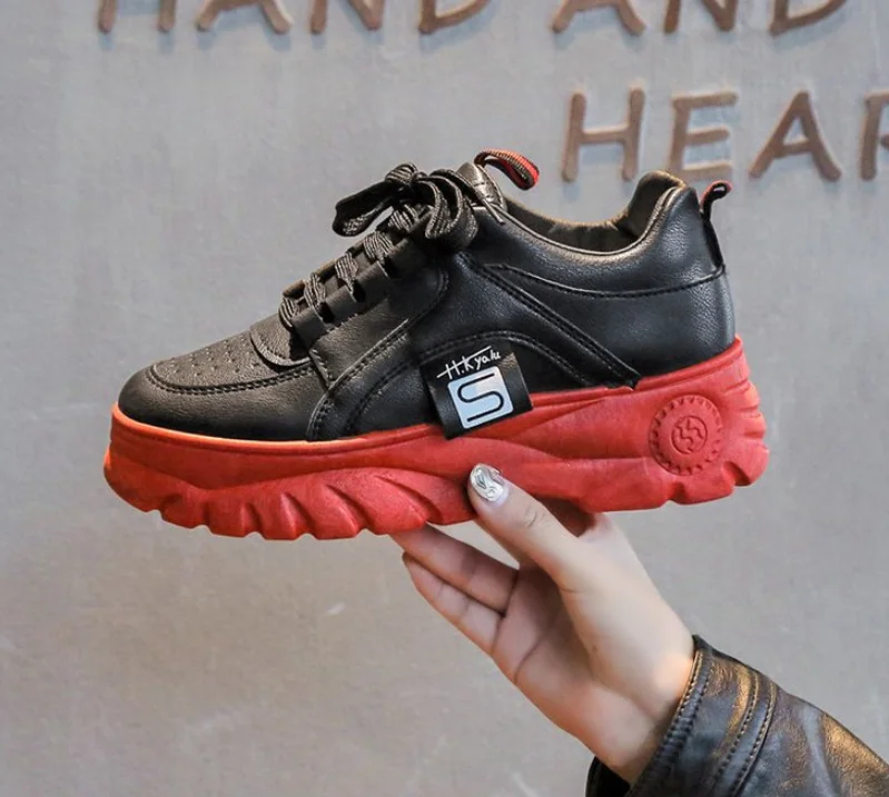 

New White Women Sneakers Fashion Thick Bottom Women Platform Casual Flat Shoes Breathable Sneakers