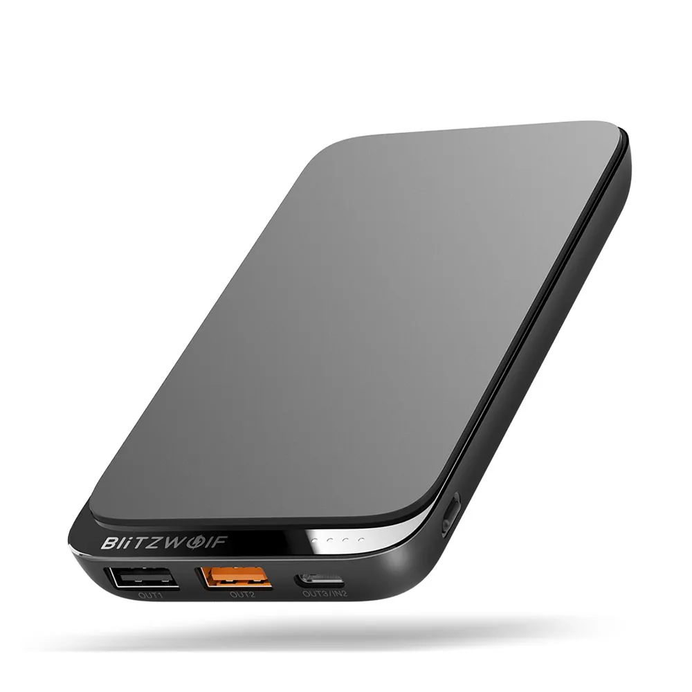 BlitzWolf BWP10 10000 мАч QC3.0 PD18W power Bank 10 Вт Беспроводное зарядное устройство с 4 выходами для iPhone XS для переключателя для XIAOMI S10 S10 - Цвет: Черный