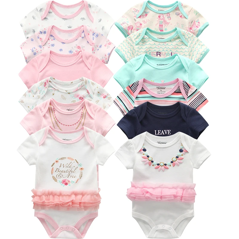 

6pcs/lot Baby Bodysuit Fashion body Suits Short Sleeve Newborn Infant Jumpsuit Cartoon kids baby girl clothes