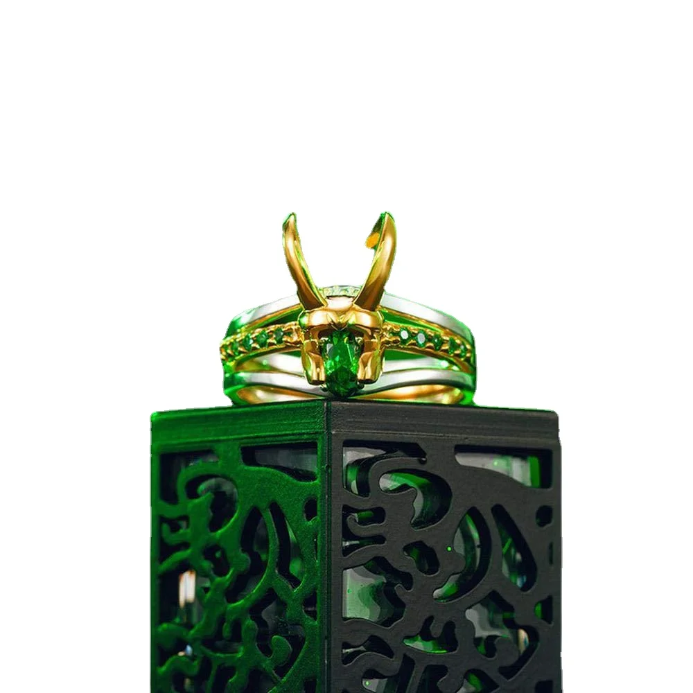 Тройное металлическое кольцо для косплея Loki с золотым покрытием | Тематическая